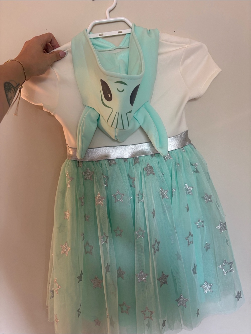 Star Wars Kids Mint Green Frog Hooded Tulle Dress size 6